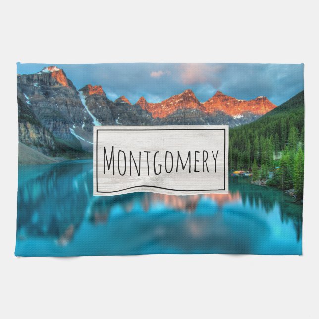 Scenic Mountain & Lake Landscape Photograph Kitchen Towel (Horizontal)