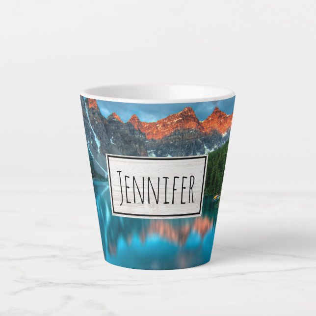 Scenic Mountain & Lake Landscape Photograph Latte Mug (Front)