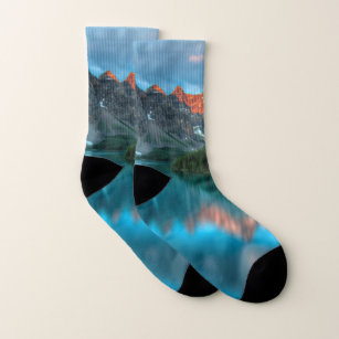 Scenic Mountain & Lake Landscape Photograph Socks