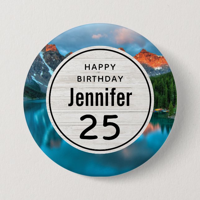 Scenic Mountain & Lake Photograph Birthday 3 Inch Round Button (Front)