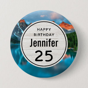 Scenic Mountain & Lake Photograph Birthday 3 Inch Round Button