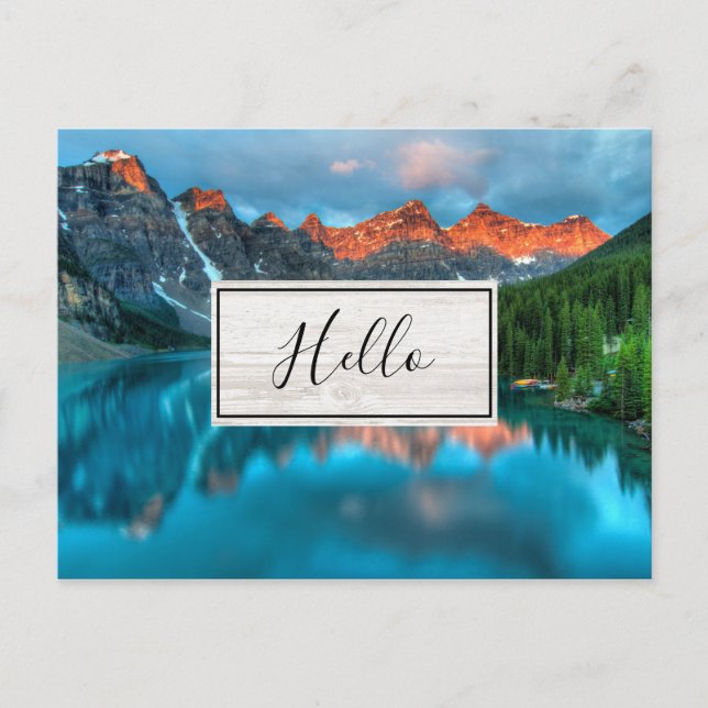 Scenic Mountain & Lake Photograph Hello Postcard (Front)