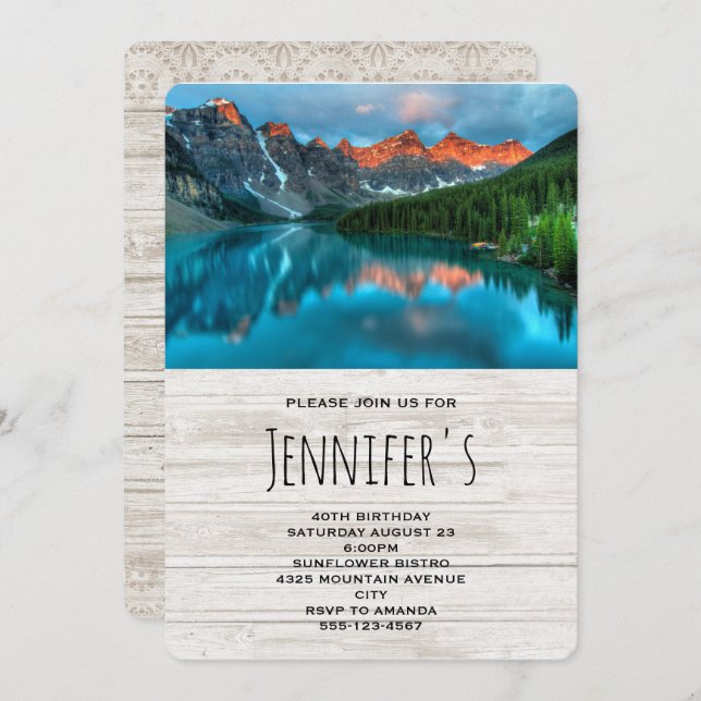 Scenic Mountain Landscape Photograph Birthday Invitation (Front/Back)