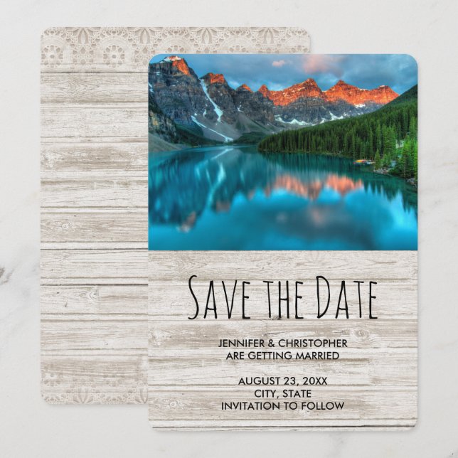 Scenic Mountain Landscape Photograph Wedding Save The Date (Front/Back)