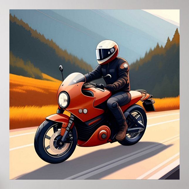 Scenic Mountain Ride Motorcycle For Bikers Poster (Front)