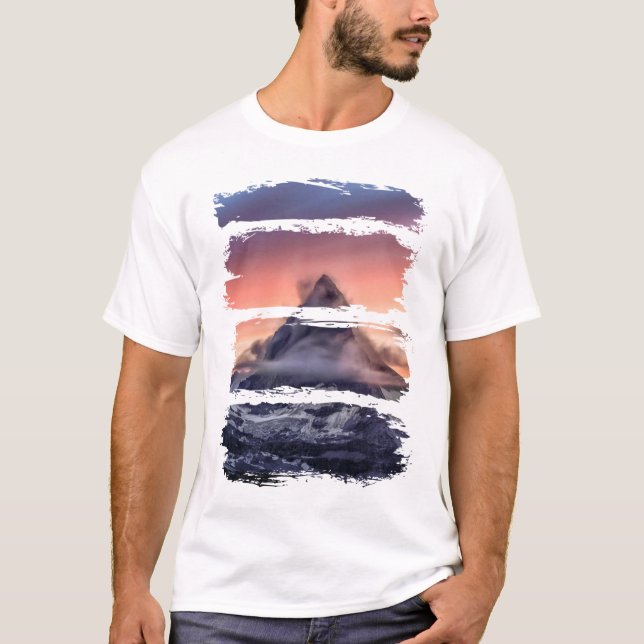 Scenic Mountain Sky Scenery Pretty Nature Modern T-Shirt (Front)