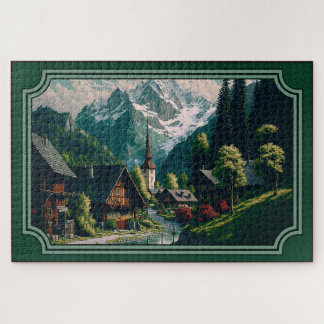 Scenic Mountain Village Jigsaw Puzzle