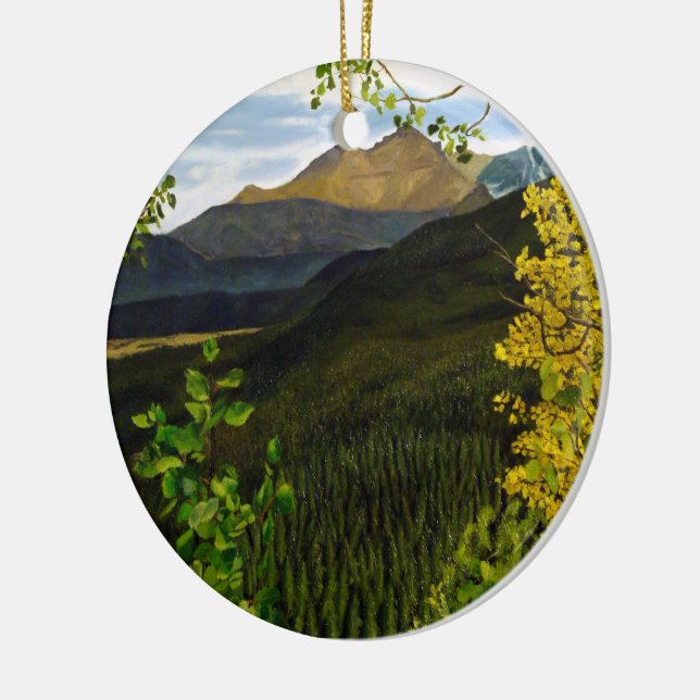 Scenic Mountain Vista at Estes Park Ceramic Ornament (Left)