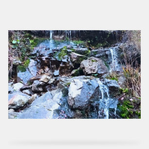 Scenic Mountain Waterfall - Wild Nature Romania Acrylic Sign