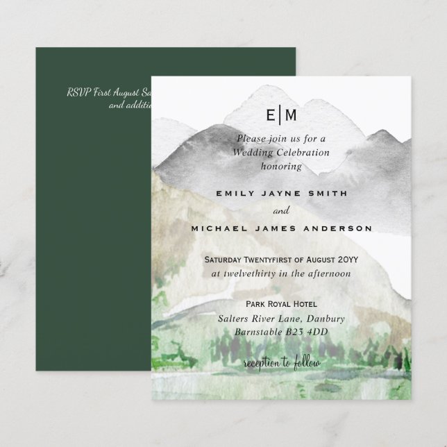 Scenic Mountains Evergreens Winter Wedding Rustic (Front/Back)