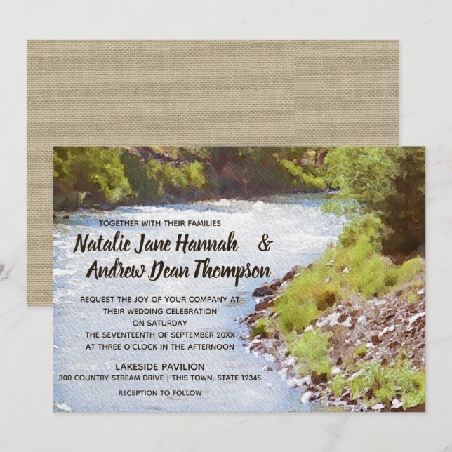 Scenic Nature River Lake View Wedding Invitation (Front/Back)