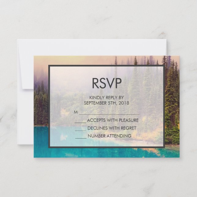 Scenic Northern Landscape Rustic  Wedding RSVP Card (Front)