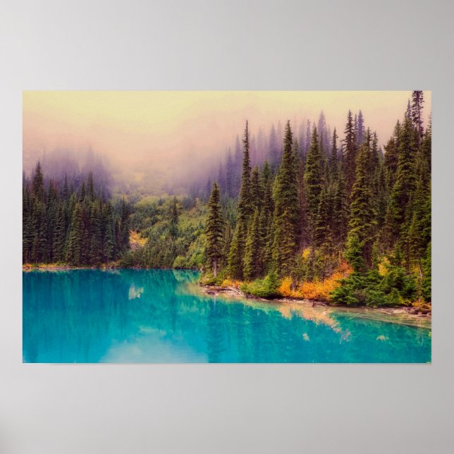 Scenic Northern Landscape with Pine Trees Rustic Poster (Front)