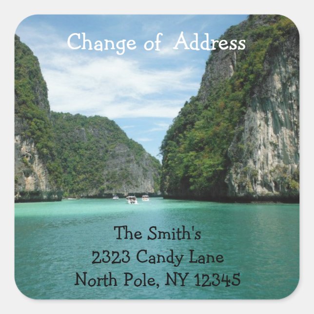 Scenic Ocean Change of Address Square Sticker (Front)