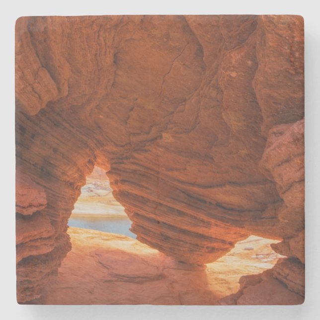 Scenic of eroded sandstone cave stone coaster (Front)