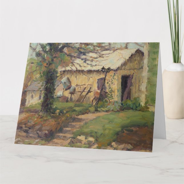 Scenic Old Tool Shed behind Augusta Missouri Home Card (Front)