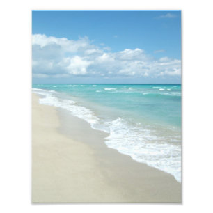 Scenic Peaceful White Sand, Blue Water Beach Photo