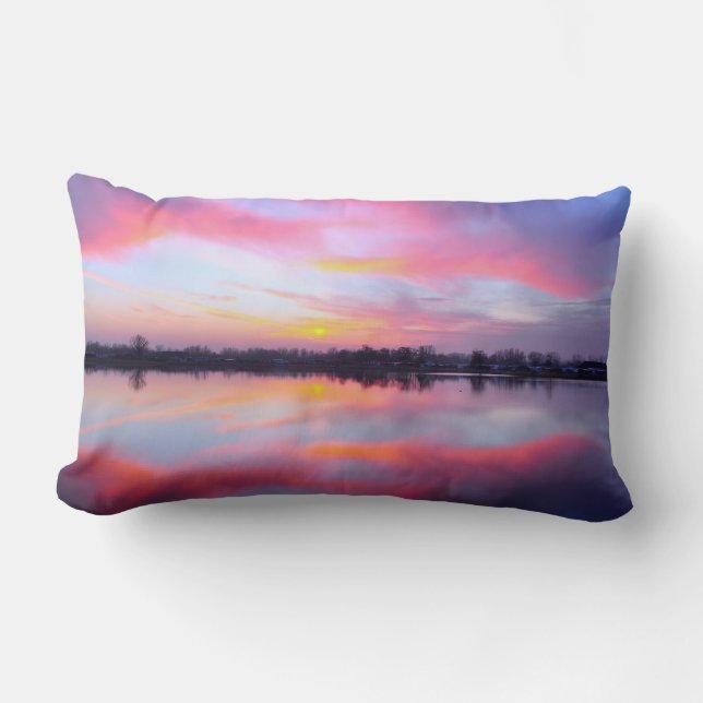 Scenic Pink Landscape Lumbar Pillow (Front)