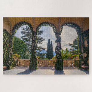 Scenic porch in Villa on Lake Como, Italy Jigsaw Puzzle