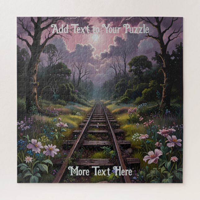 Scenic Railway Track Puzzle with Trees and Flowers (Vertical)