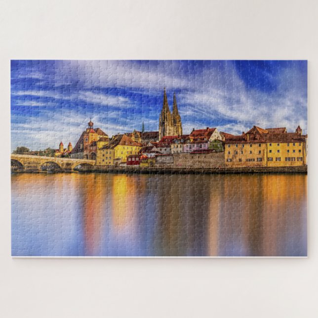 Scenic Regensburg River View Jigsaw Puzzle (Horizontal)