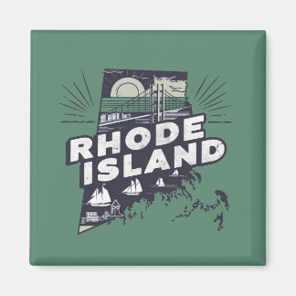 Scenic Rhode Island Retro Silhouette  Magnet