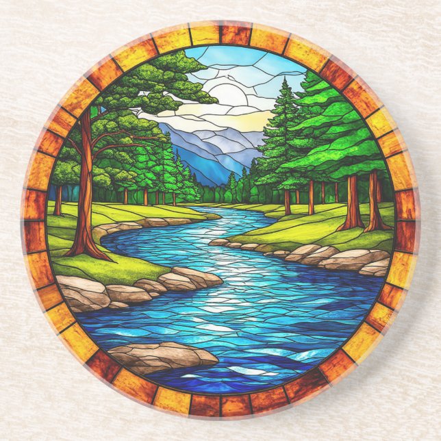 Scenic River and Forest Landscape Coaster (Front)