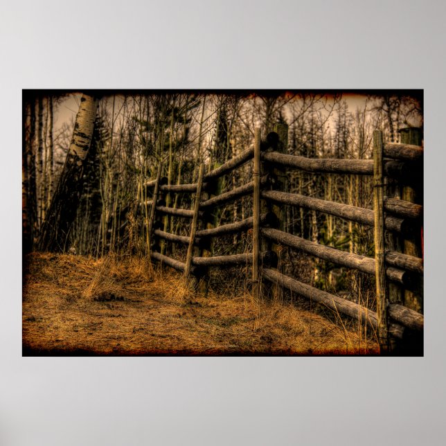 Scenic Rustic Fence in the Country artwork Poster (Front)