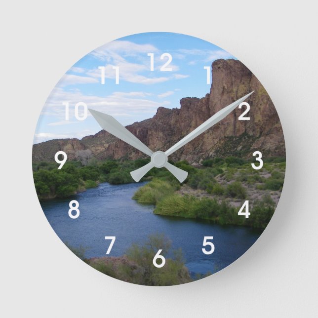 Scenic Saguaro Lake  Round Clock (Front)