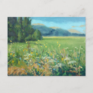 Scenic Spring Wildflowers Painting Announcement Postcard