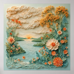 Scenic Sunrise Over a Serene Ocean Poster