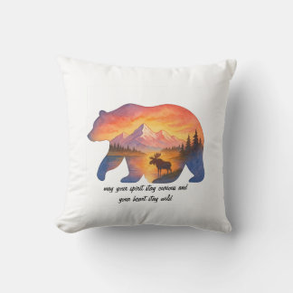 Scenic Sunset Bear Throw Pillow