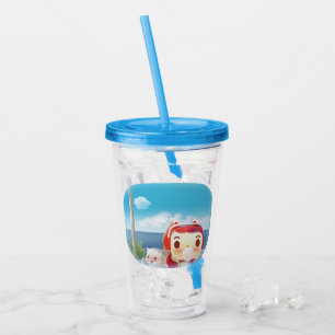 Scenic Train Ride: Bunny Girl & Cat Window Seat Acrylic Tumbler