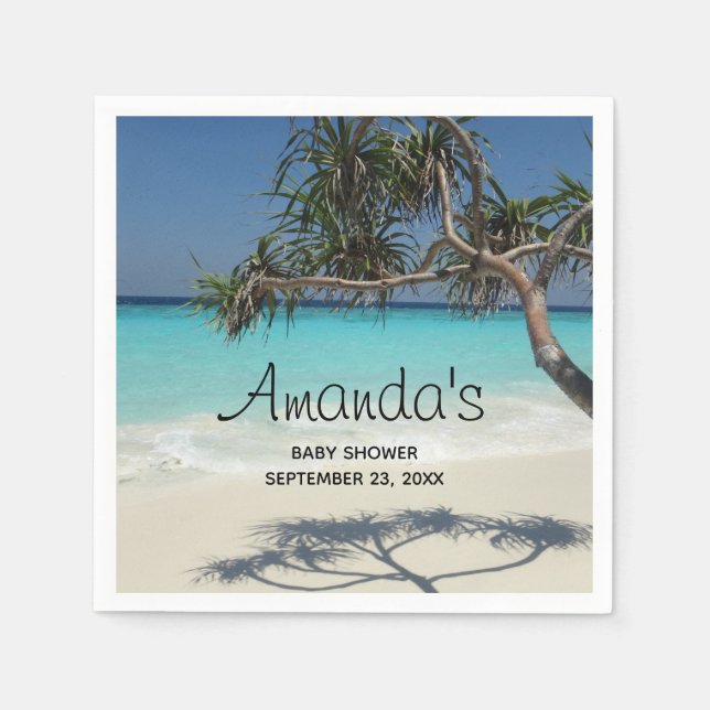 Scenic Tropical Beach Ocean Paradise Baby Shower Napkin (Front)