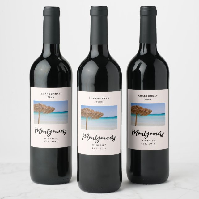 Scenic Tropical Beach Wine Making Label (Bottles)