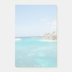 Scenic Tropical Beach with Thatched Huts Photo Post-it Notes