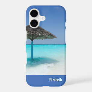 Scenic Tropical Beach with Thatched Umbrella