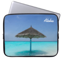Scenic Tropical Beach with Thatched Umbrella