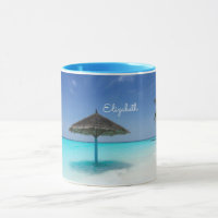 Scenic Tropical Beach with Thatched Umbrella