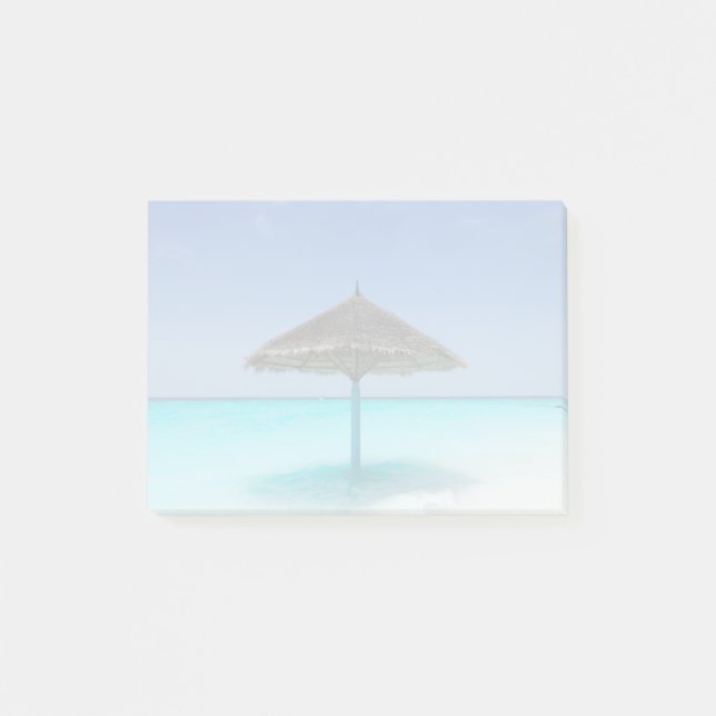 Scenic Tropical Beach with Thatched Umbrella Post-it Notes (Front)