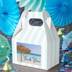 Scenic Tropical Beach with Umbrella Thank You Favor Box