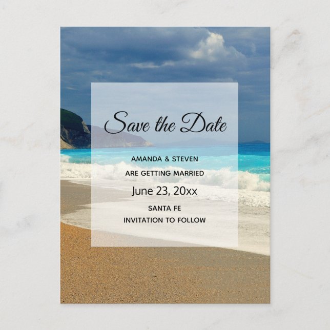 Scenic Turquoise Sea Tropical Photo Save the Date Invitation Postcard (Front)