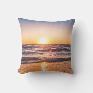 Scenic View of Ocean During Sunset Throw Pillow