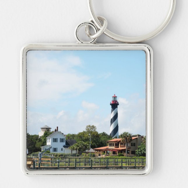 Scenic view of St. Augustine, Florida Lighthouse Keychain (Front)