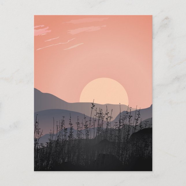 Scenic view of sunset in a desolate landscape postcard (Front)