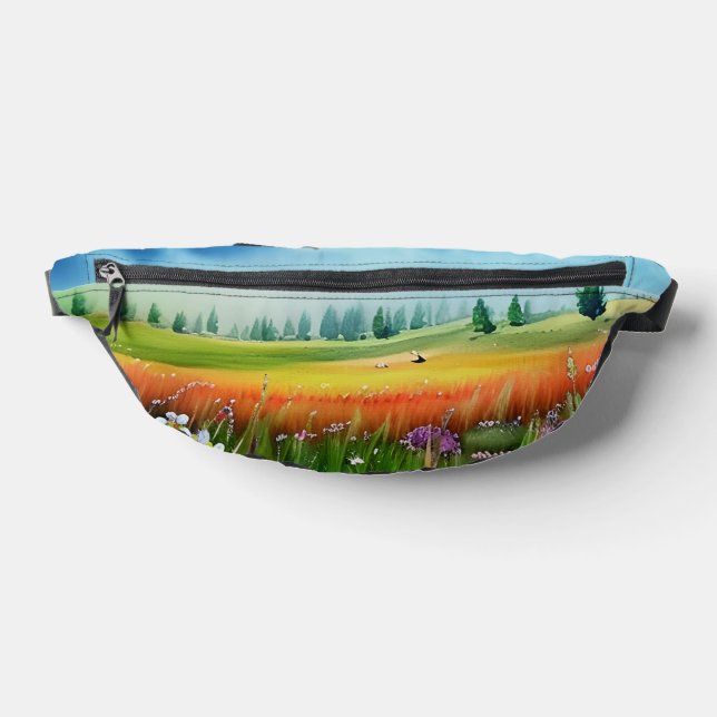 Scenic Watercolor Meadow Fanny Pack (Lay Down)