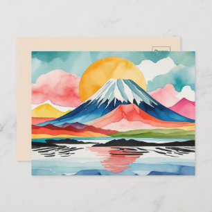 Scenic Watercolor Mountain Springtime Postcard
