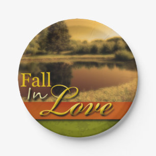 Scenic Wedding Fall In Love Autumn Rustic Photo Paper Plate