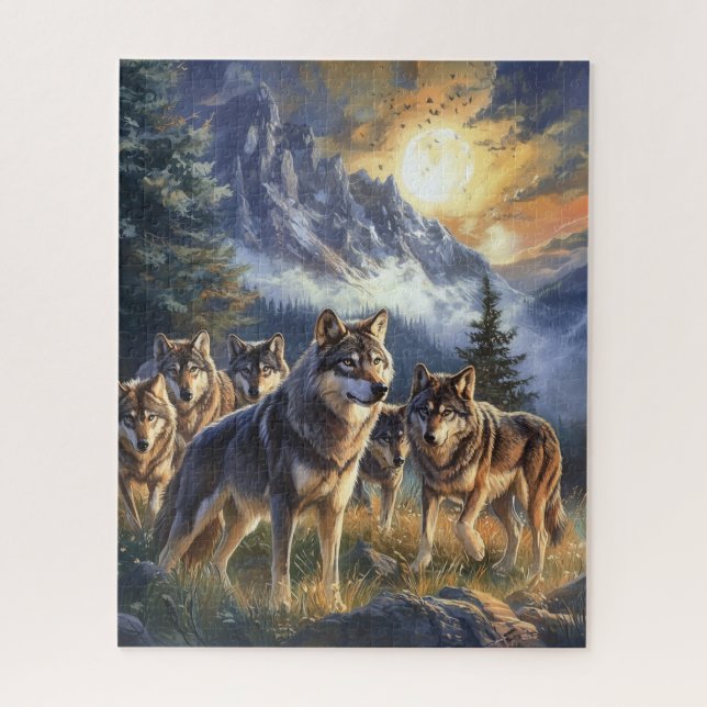 Scenic, Wild Wolf Pack Mountain Puzzle (Vertical)