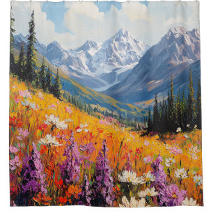 Scenic Wildflowers and Mountains Fine Art